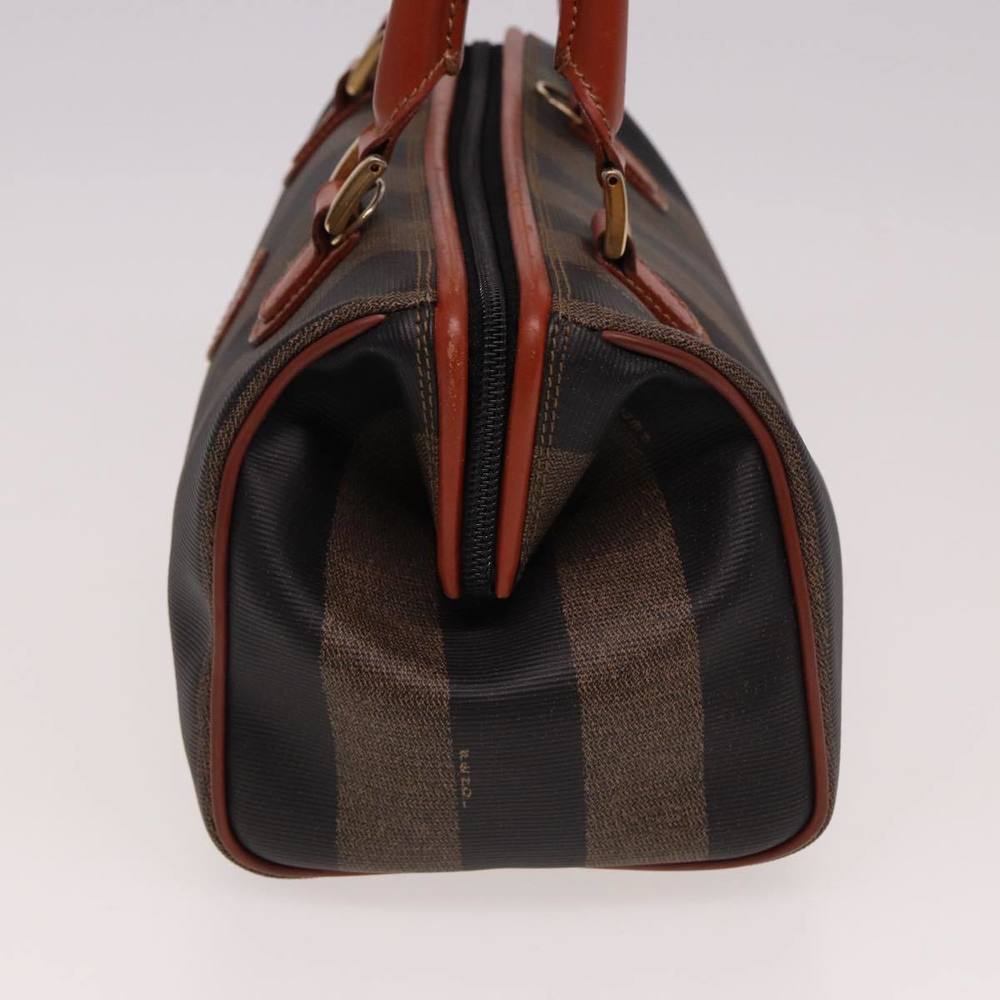 FENDI Pecan Canvas Hand Bag Brown Black Auth yk13082 - Picture 4 of 16